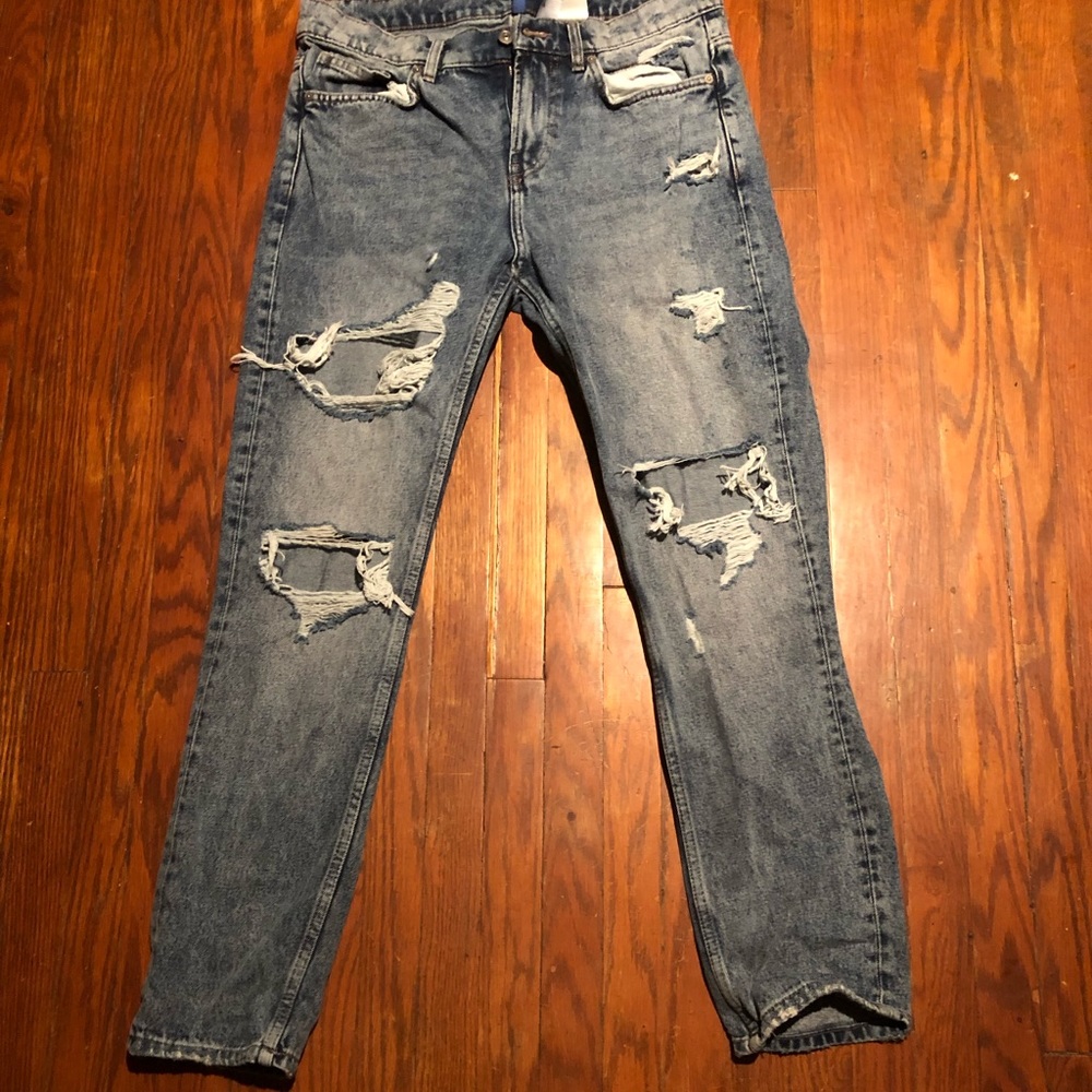 Ripped, thick denim, non stretch jeans from H&M